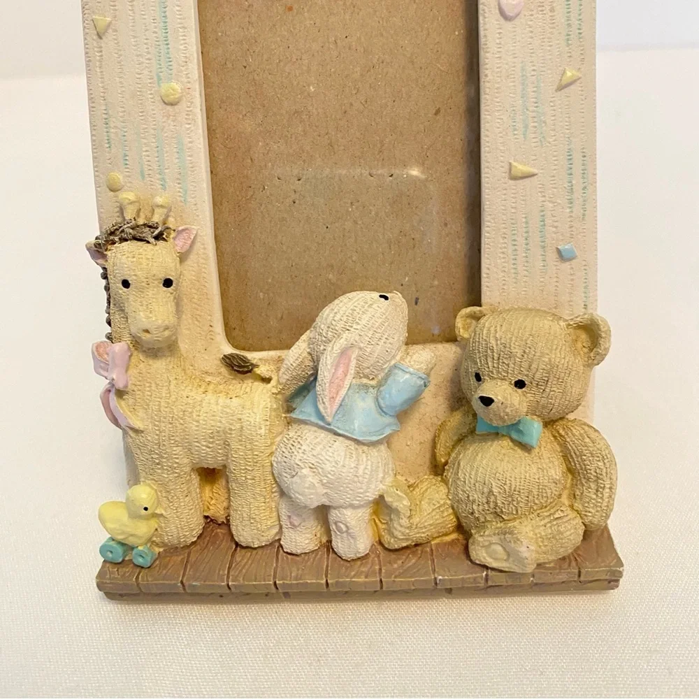 Burnes of Boston Giraffe Bunny Teddy Bear 3D Nursery Picture Frame Vintage